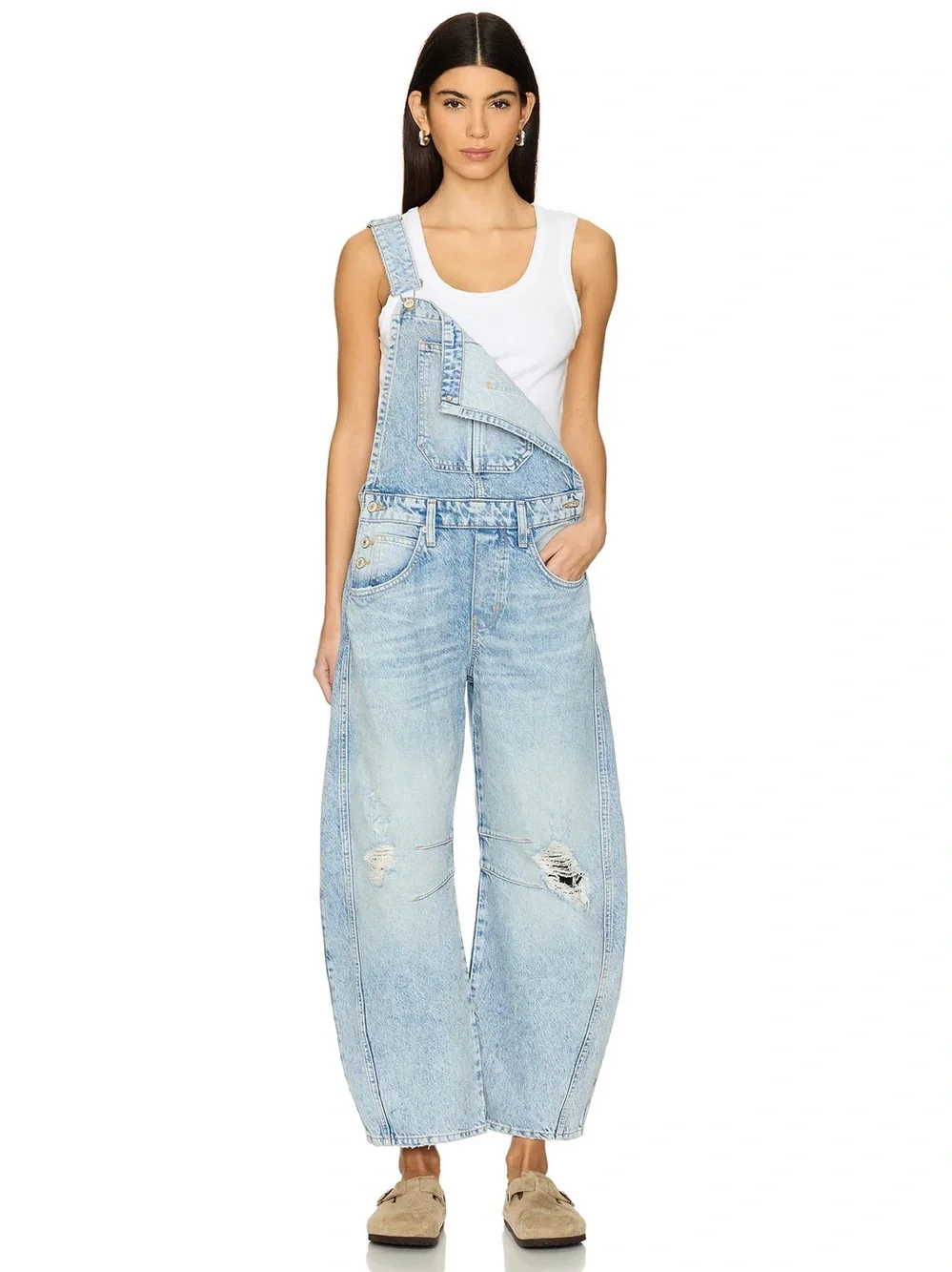 Free People We The Free Good Luck Barrel Overalls in Going Steady XS